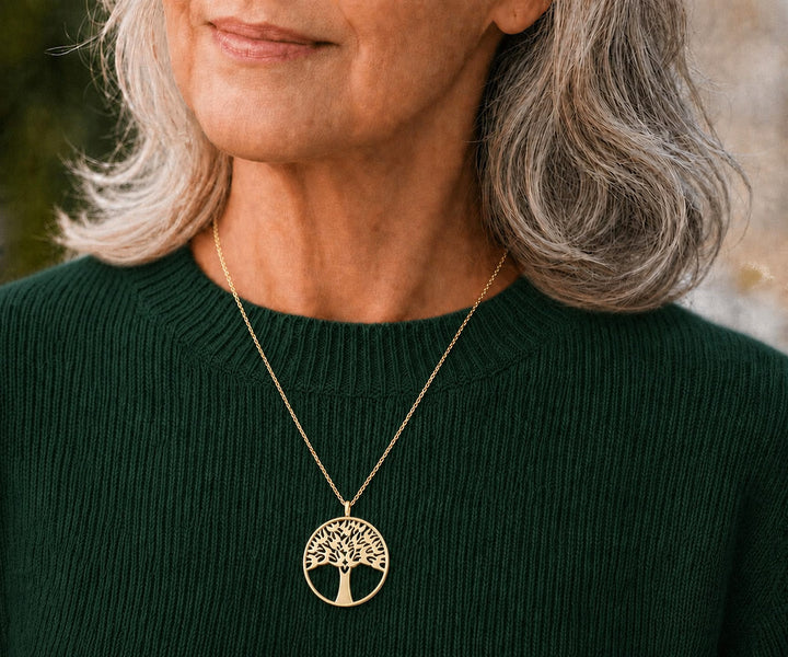 Gold Arbor Vitae Tree of Life Large Pendant