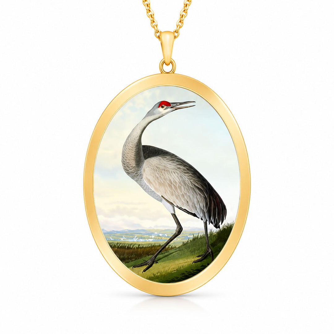 Pro Arte Audubon Sand Hill Crane Large Gold Pendant
