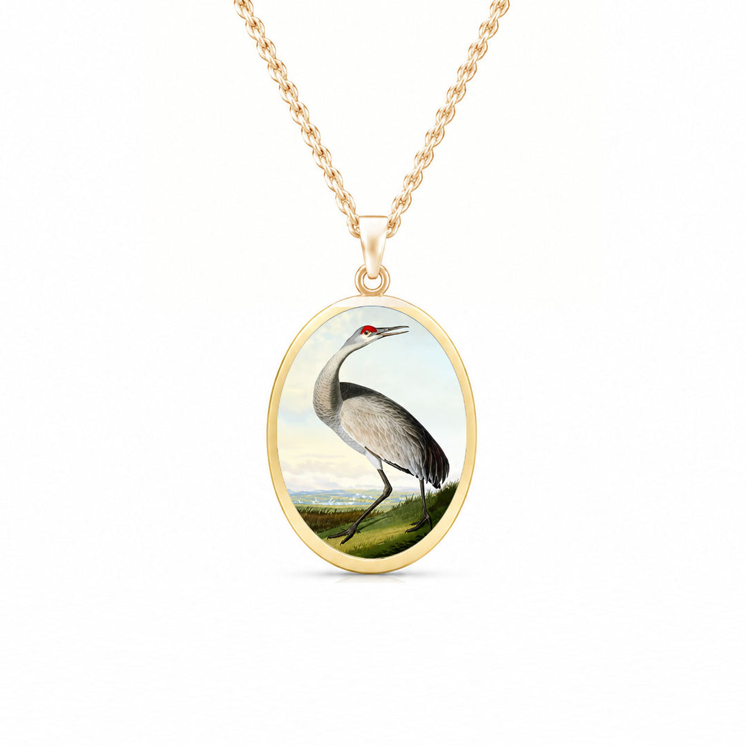 Pro Arte Audubon Sand Hill Crane Small Gold Pendant