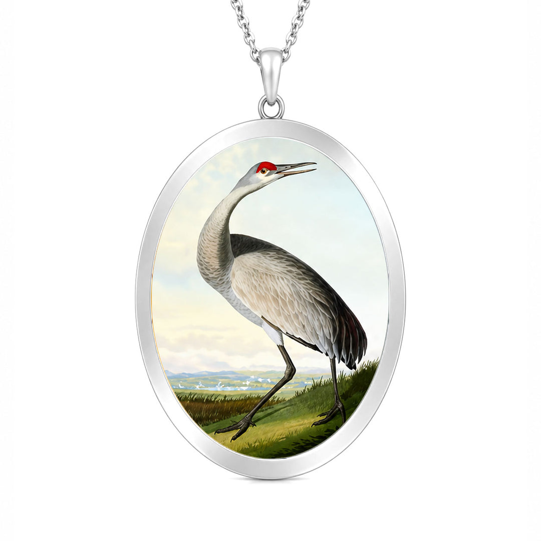 Pro Arte Audubon Sand Hill Crane Large Silver Pendant