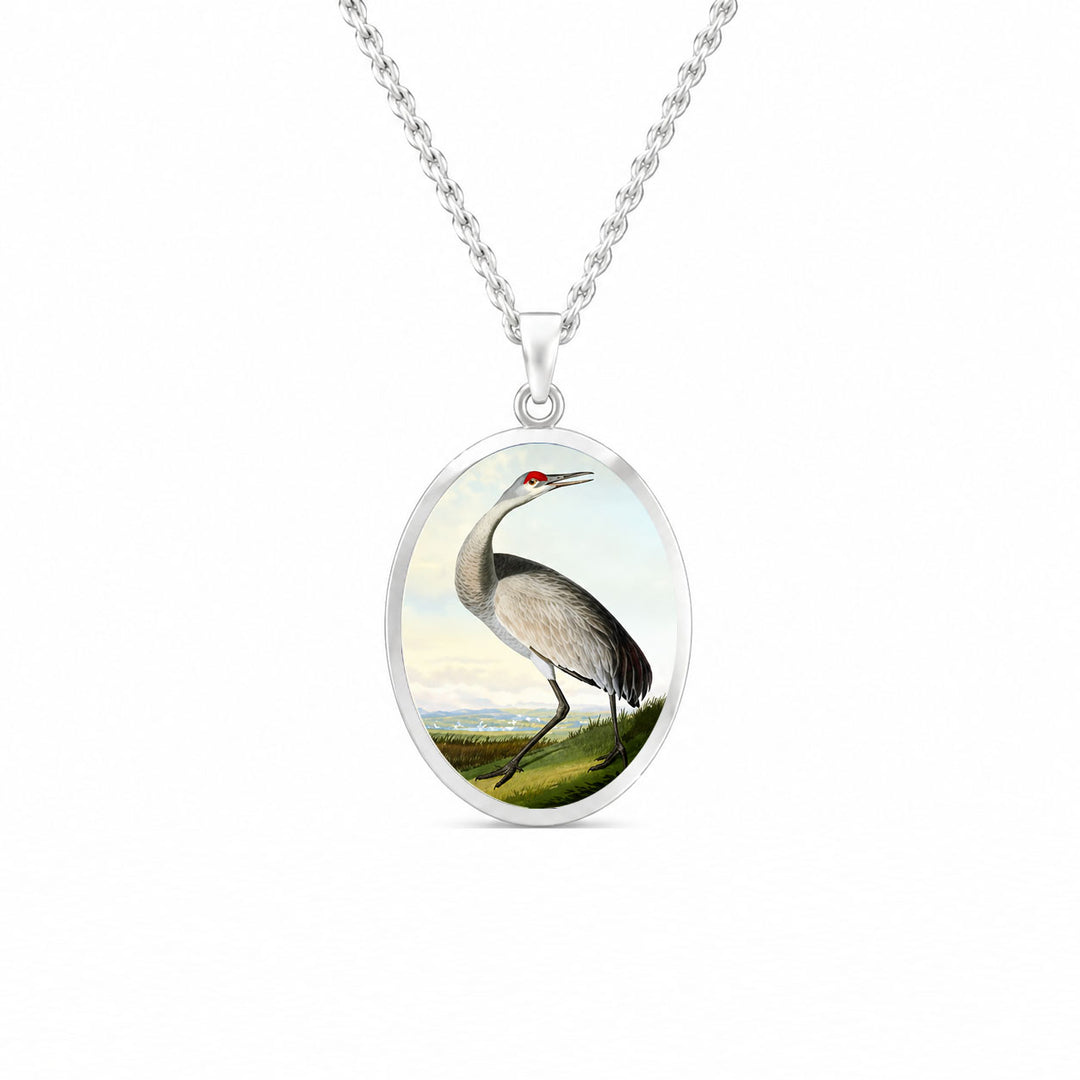 Pro Arte Audubon Sand Hill Crane Small Silver Pendant