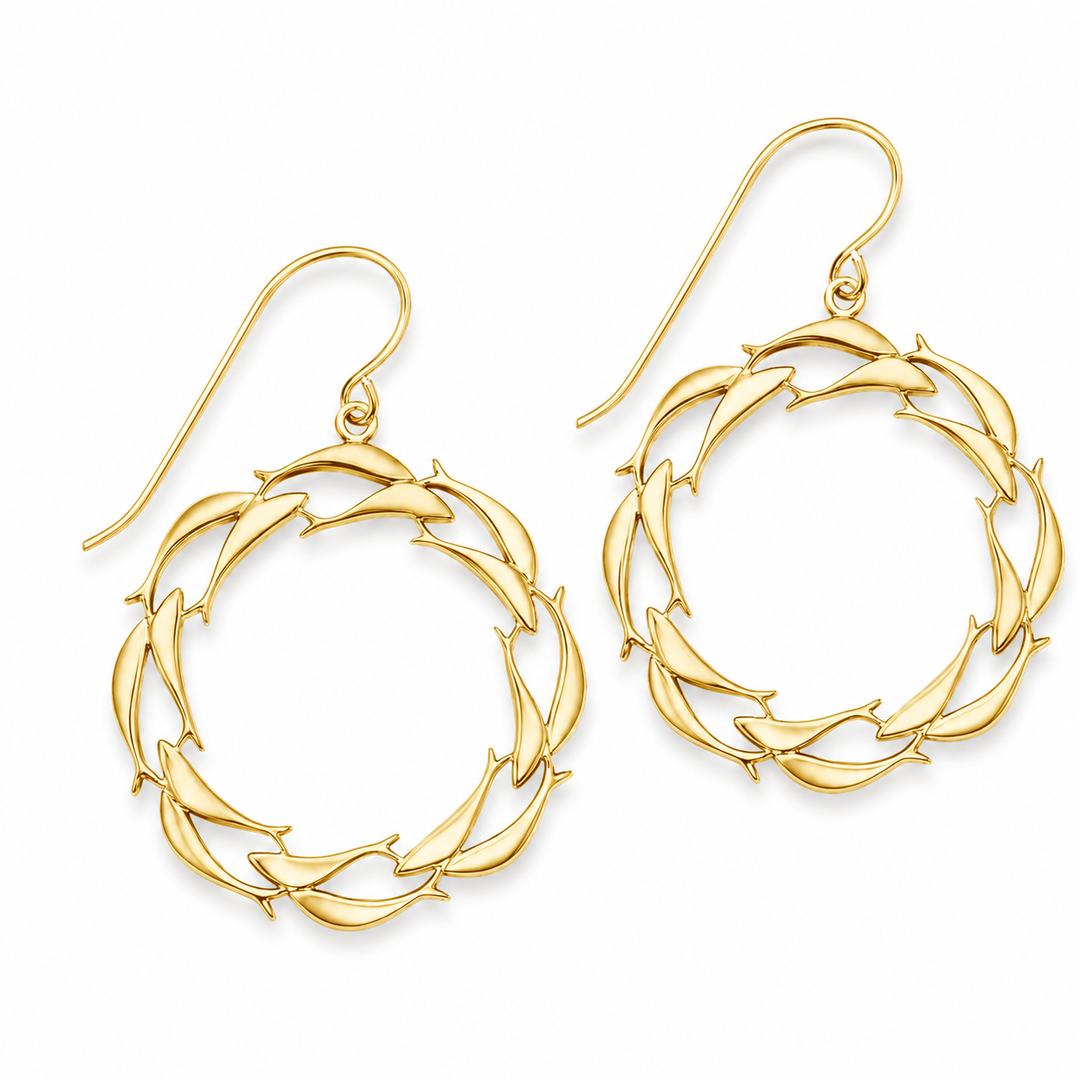Gold Cape Porpoise Earrings