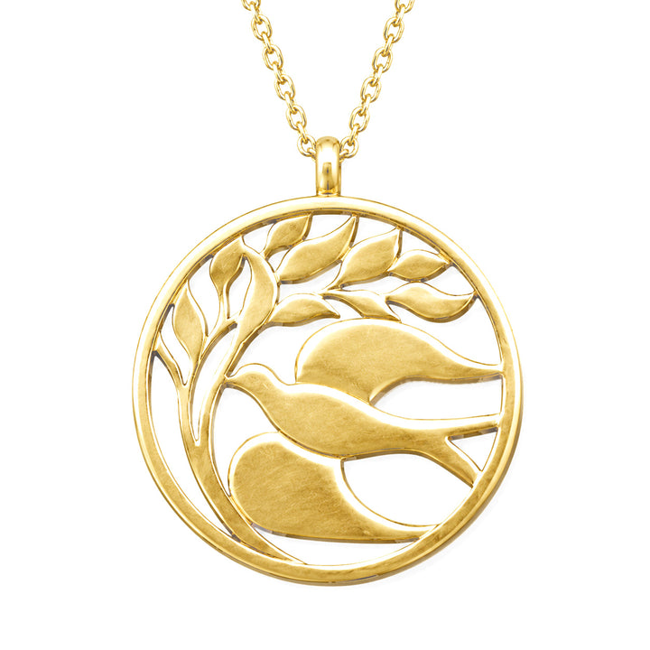 Gold Elusive Dove Large Pendant