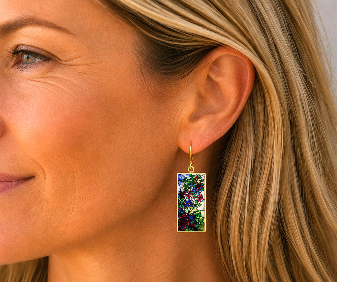 Pro Arte Tiffany Window Gold Earrings