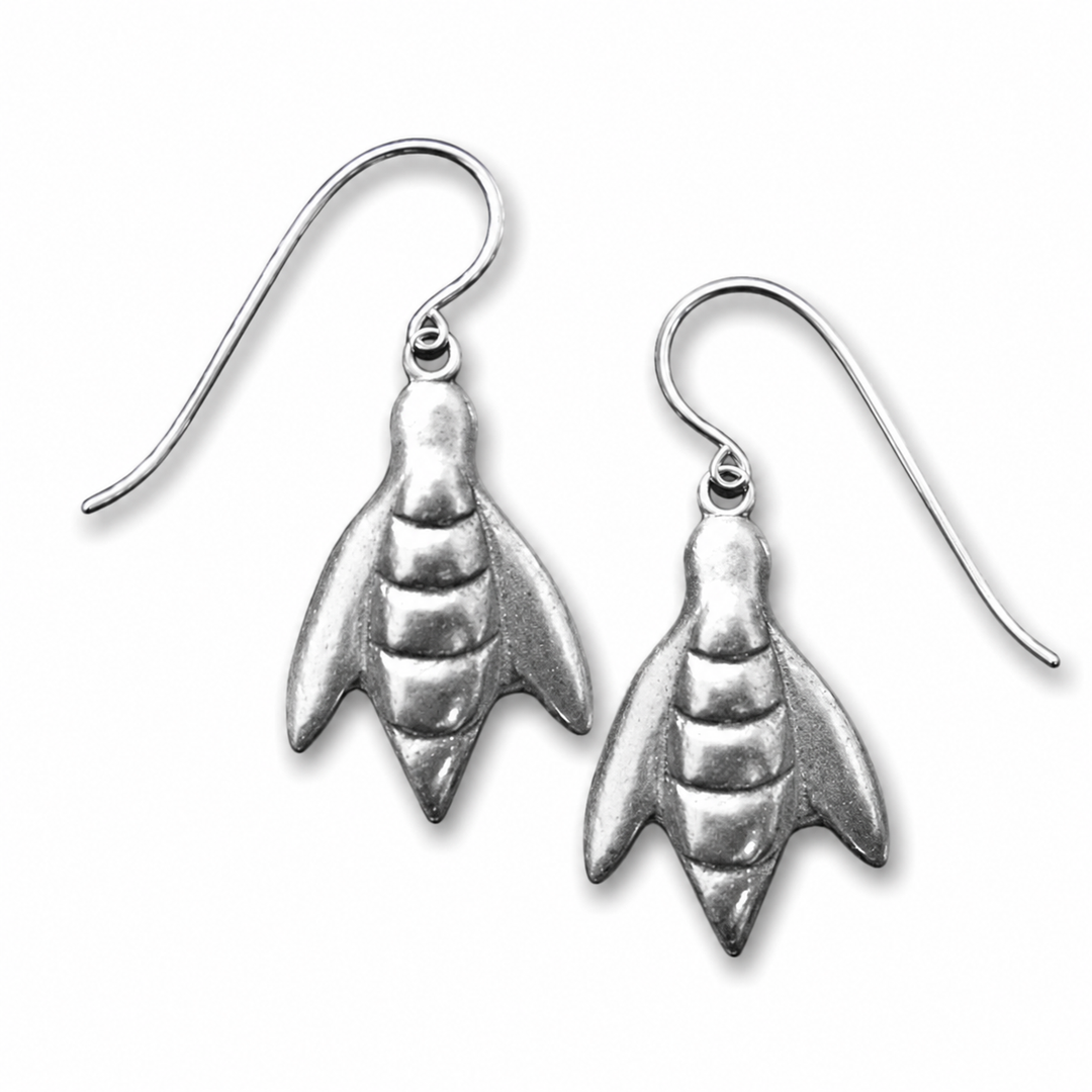 Pewter Honey Bee Earrings