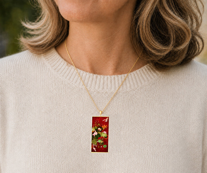 Pro Arte Red Tapestry Large Gold Pendant