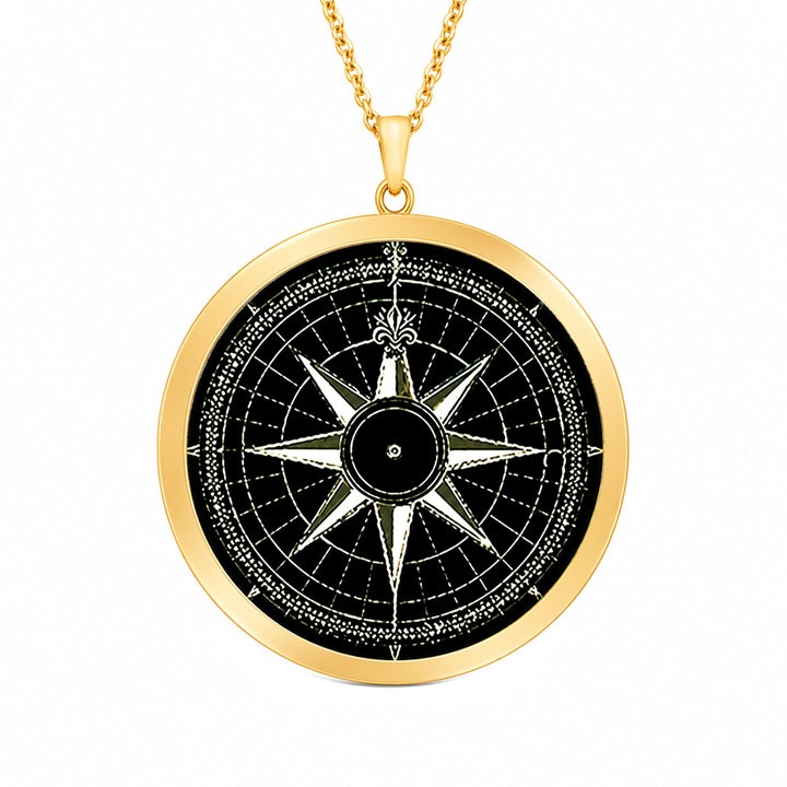 Pro Arte Blue Compass Large Gold Pendant