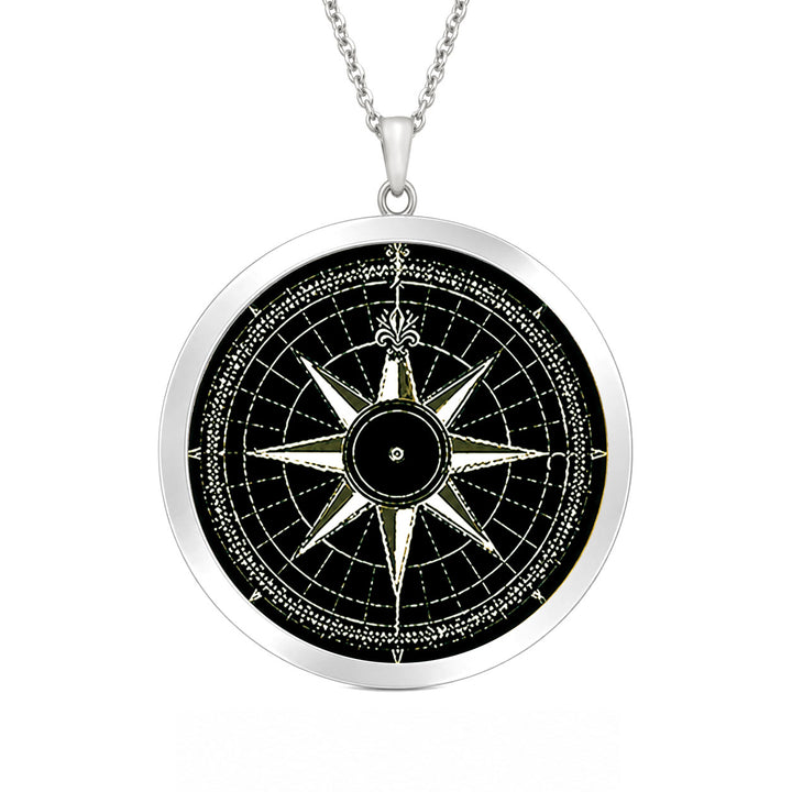 Pro Arte Blue Compass Large Silver Pendant