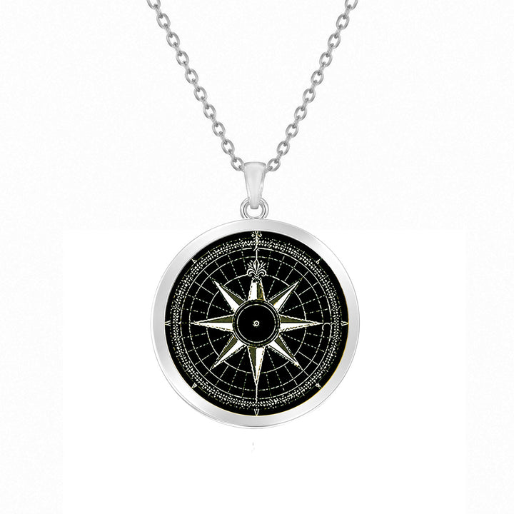 Pro Arte Blue Compass Small Silver Pendant