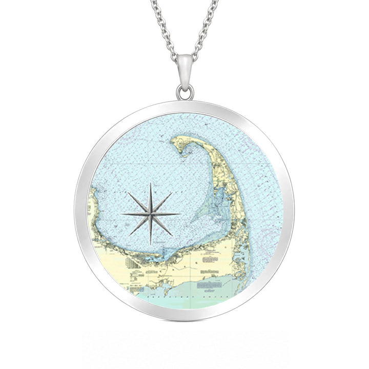 Chart Cape Cod Large Silver Pendant