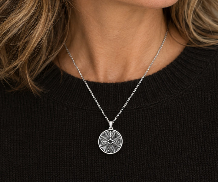 Pewter Chartres Labyrinth Small Pendant