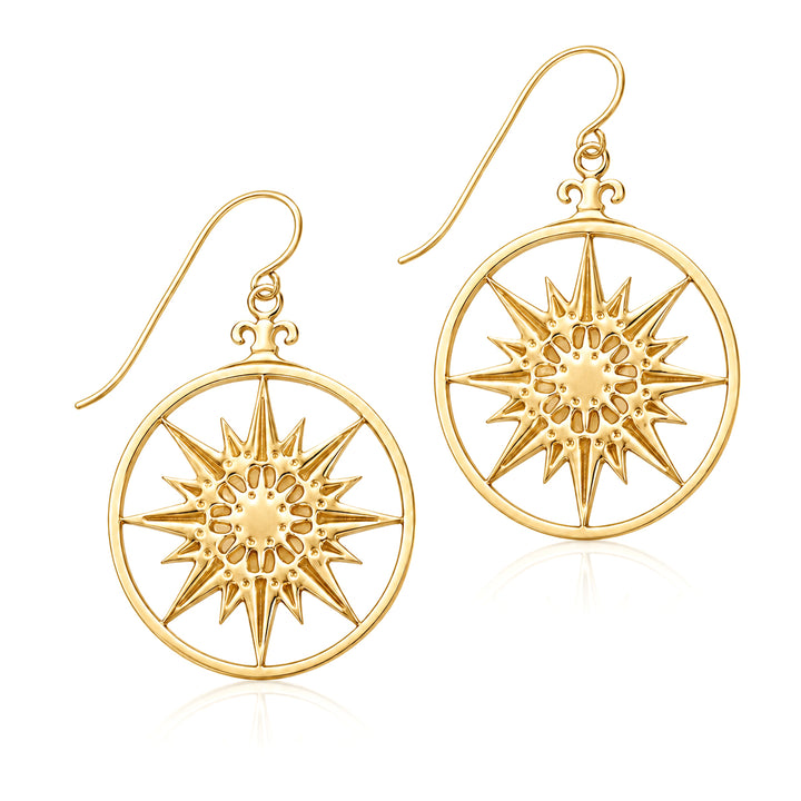 Gold Compass Earrings