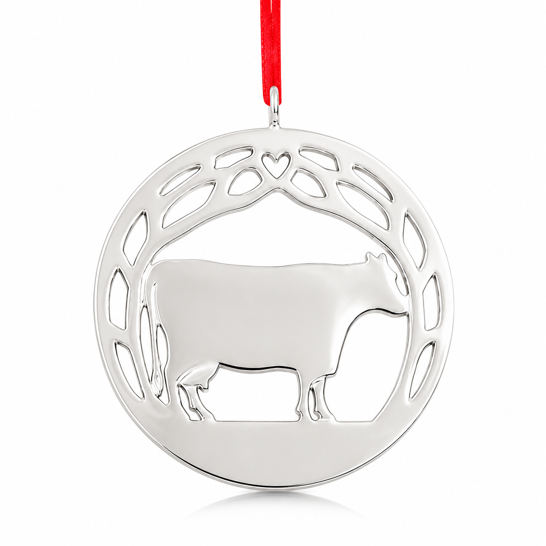 Early American Cow Pewter Ornament