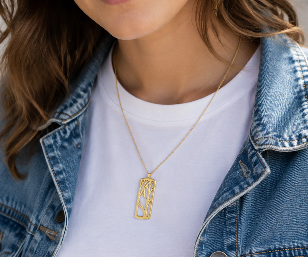 Gold Deep Forest Large Pendant