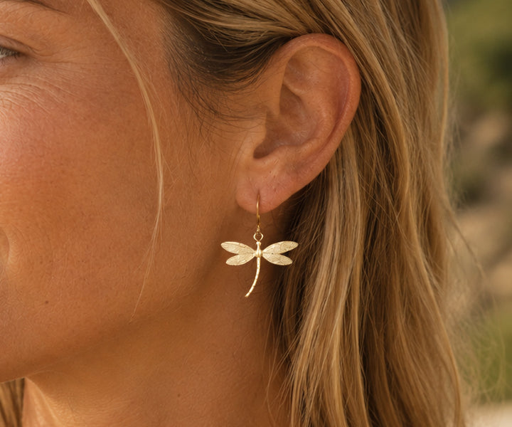 Gold Dragonfly Earrings