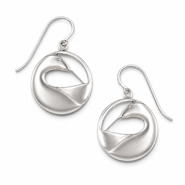 Pewter Preening Loon Earrings