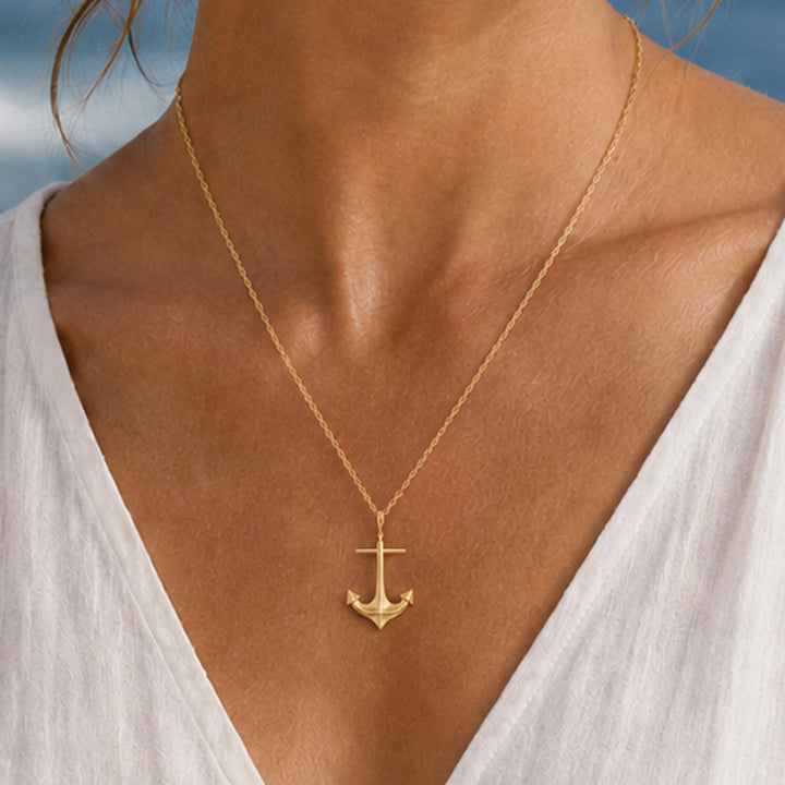 Gold Anchor Large Pendant