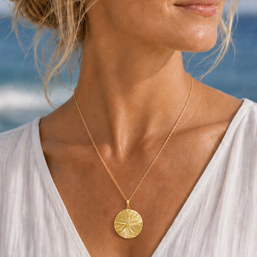 Gold Sand Dollar Large Pendant