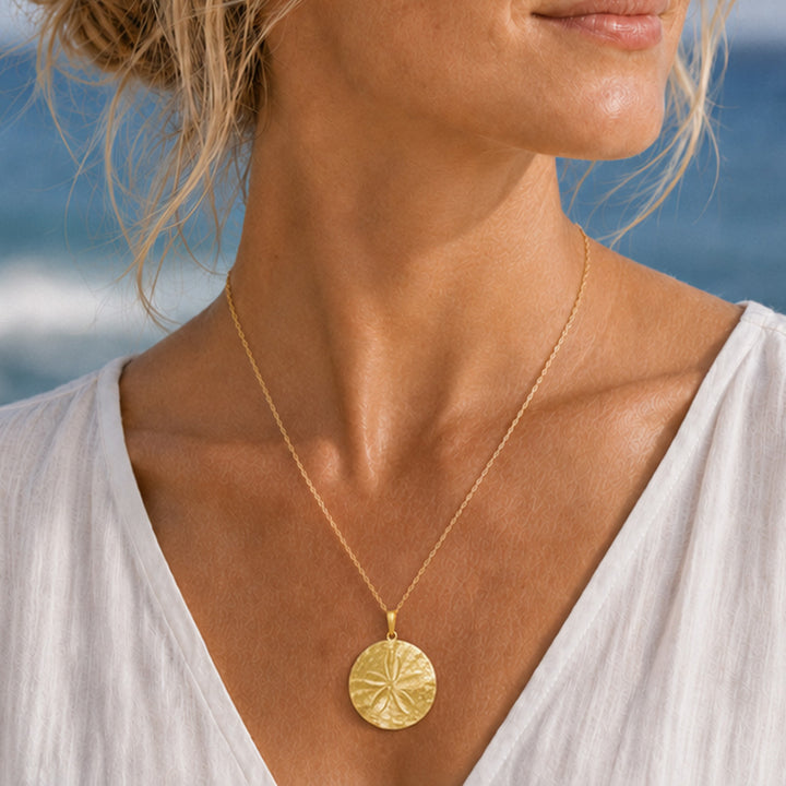 Gold Sand Dollar Large Pendant
