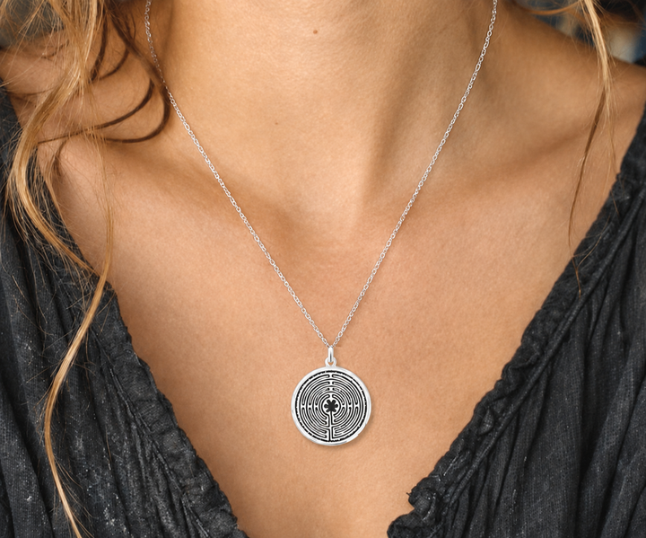 Pewter Chartres Labyrinth Small Pendant