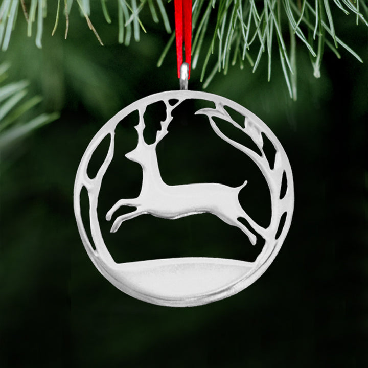 Leaping Stag Pewter Ornament