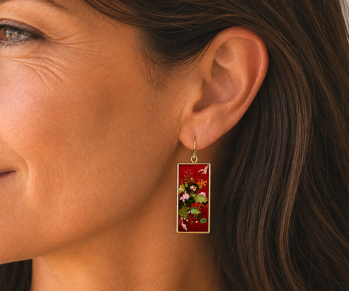 Pro Arte Red Tapestry Gold Earrings