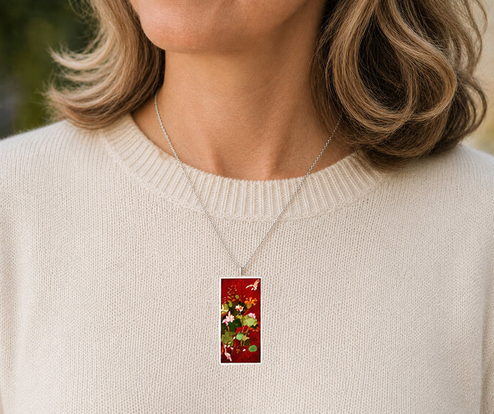Pro Arte Red Tapestry Large Silver Pendant