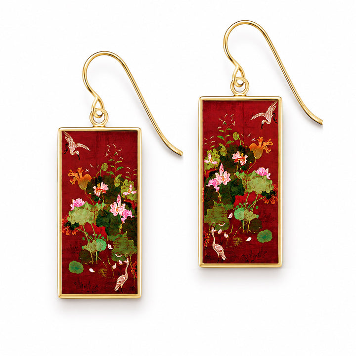 Pro Arte Red Tapestry Gold Earrings
