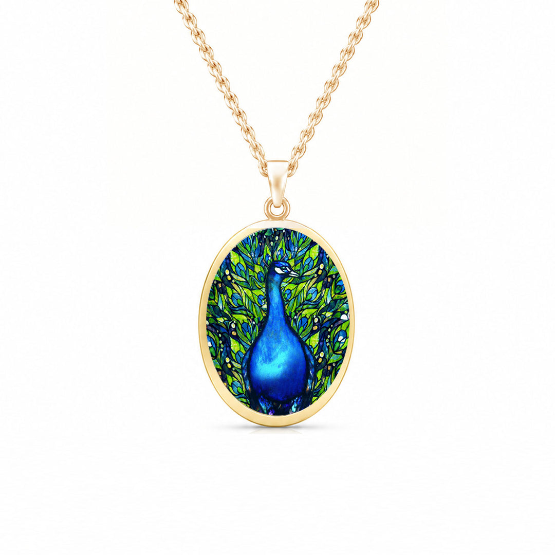 Pro Arte Tiffany Peacock Small Gold Pendant