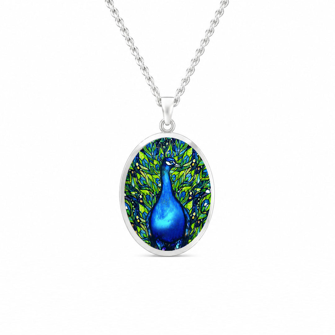 Pro Arte Tiffany Peacock Small Silver Pendant