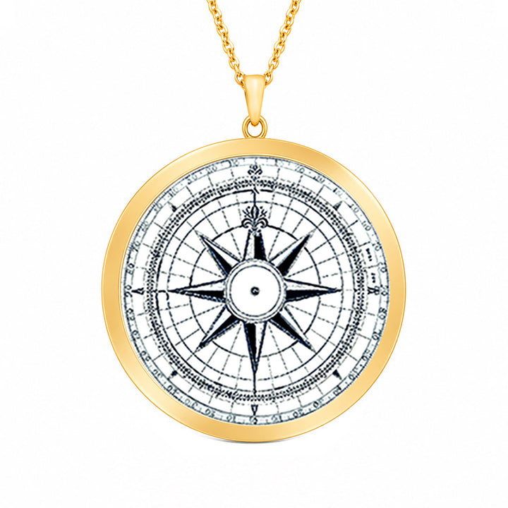 Pro Arte White Compass Large Gold Pendant