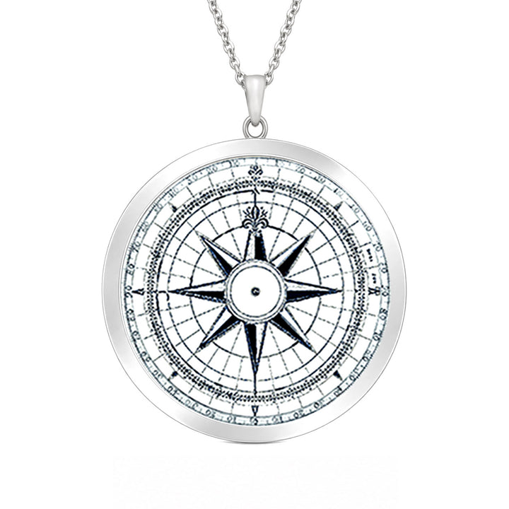 Pro Arte White Compass Large Silver Pendant